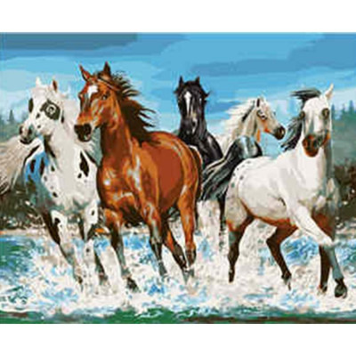 Картина по номерам Бравые кони 40х50 см VA-1931