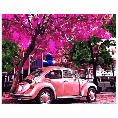 Картина по номерам Розовый Volkswagen Beetle 40х50 см VA-1975
