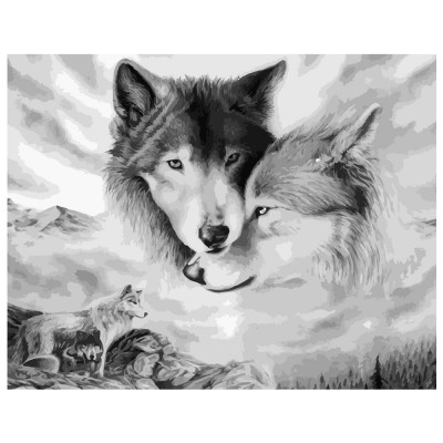 Картина по номерам Коллаж с волками 40х50 см VA-2115