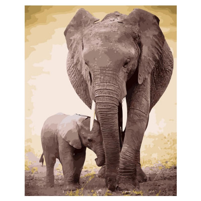 Картина по номерам Слон и слоненок 40х50 см VA-2118