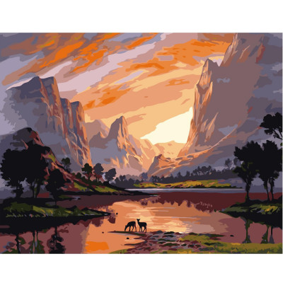 Картина за номерами Захід сонця в горах 40х50 см VA-2126