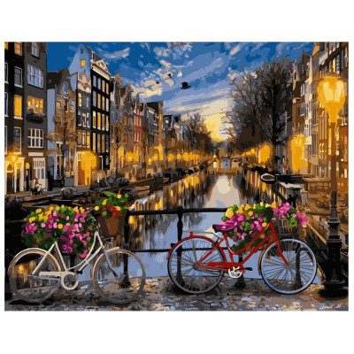 Картина по номерам Вечерний канал Амстердама 40х50 см VA-2128