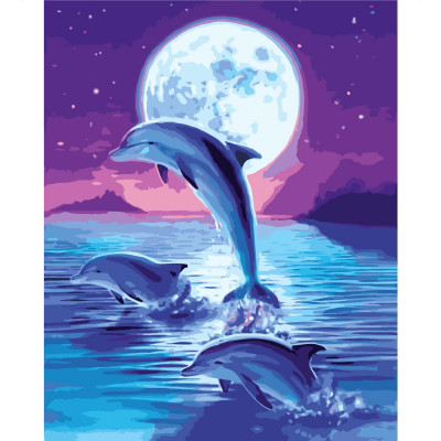 Картина за номерами Дельфіни в місячному сяйві 40х50 см VA-2142