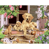 Картина за номерами Літнє подвір'я Strateg з лаком розміром 40х50 см (VA-2162)