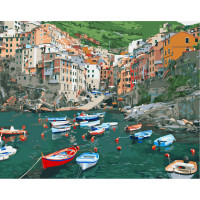 Картина за номерами Strateg ПРЕМІУМ Відпочинок в Італії з лаком розміром 40х50 см VA-2190