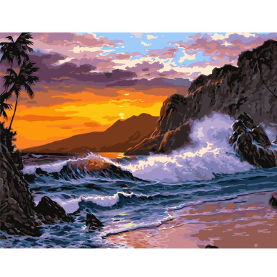 Картина по номерам Закат солнца на берегу океана 40х50 см VA-2211
