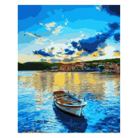 Картина по номерам Одинокая лодка на восходе солнца 40х50 см VA-2237