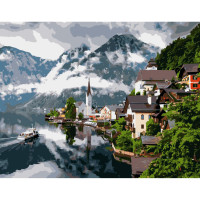 Картина по номерам Горный городок Strateg с лаком размером 40х50 см (VA-2270)