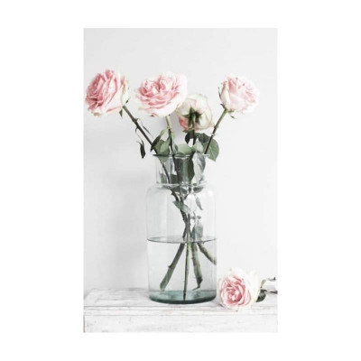 Картина за номерами Рожеві троянди на білому тлі 2 40х50 см VA-2316