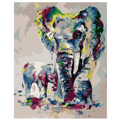 Картина за номерами Акварельні слони 40х50 см VA-2355