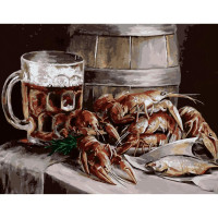 Картина за номерами Пиво та раки Strateg з лаком розміром 40х50 см (VA-2466)