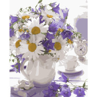 Картина за номерами Букет з ромашками Strateg з лаком розміром 40х50 см (VA-2524)
