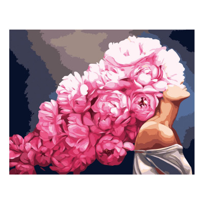 Картина по номерам Девушка с розовыми пионами 40х50 см VA-2533