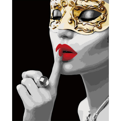 Картина за номерами Дівчина із золотою маскою 40х50 см VA-2551
