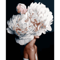 Картина за номерами Білі хризантеми Strateg з лаком розміром 40х50 см (VA-2571)
