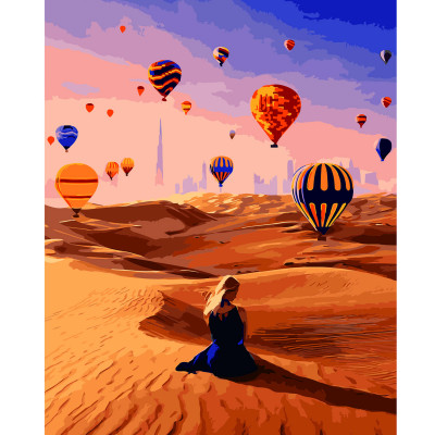 Картина по номерам Воздушные шары среди пустыни 40х50 см VA-2627