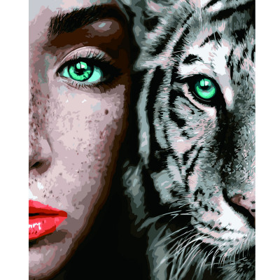 Картина за номерами Дівчина із білим тигром 40х50 см VA-2643