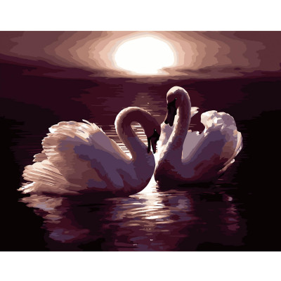 Картина по номерам Strateg Влюбленные лебеди на цветном фоне размером 40х50 см (VA-2671)