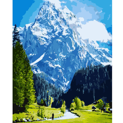 Картина за номерами Блакитні гори та зелене поле 40х50 см VA-2796