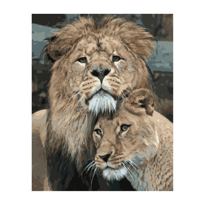 Картина по номерам Лев с львицей 40х50 см VA-2848