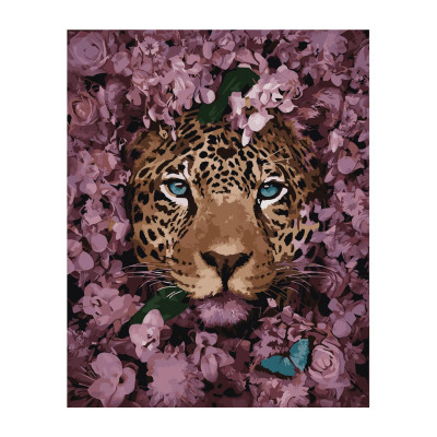 Картина по номерам Леопард среди цветов 40х50 см VA-2869
