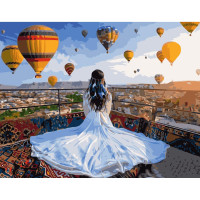 Картина за номерами Вечір у Каппадокії Strateg з лаком розміром 40х50 см (VA-2947)