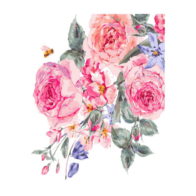 Картина за номерами Рожеві троянди на білому тлі 40х50 см VA-3027