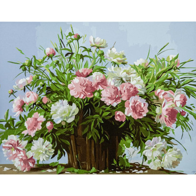 Картина за номерами "Квіти в зелені" з лаком розміром 40х50см