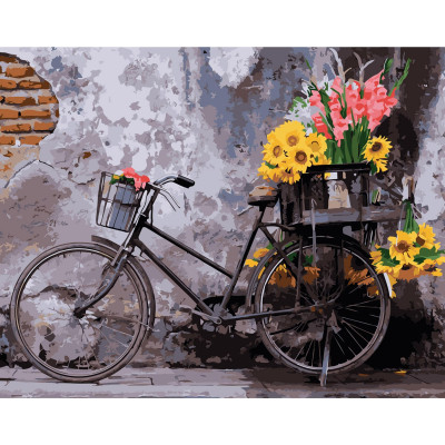 Картина за номерами Велосипед із квітами 40х50 см VA-3107