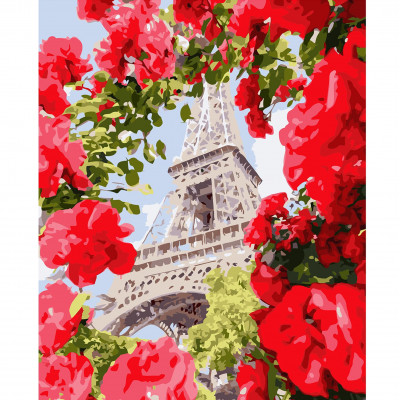Картина по номерам Эйфелева башня среди роз 40х50 см VA-3125