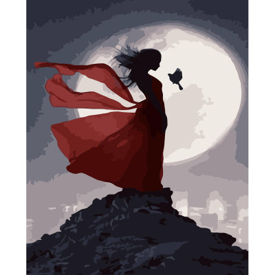 Картина по номерам Красное платье на фоне луны 40х50 см VA-3178