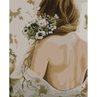 Картина по номерам Девушка со светлым букетом 40х50 см VA-3227
