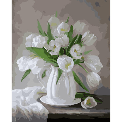 Картина за номерами Букет білих тюльпанів 40х50 см VA-3231