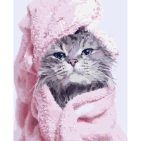 Картина за номерами Викупаний котик 40х50 см VA-3240
