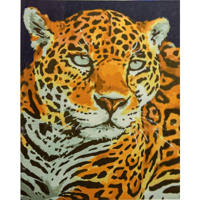 Картина за номерами "Леопард" з лаком розміром 40х50 см