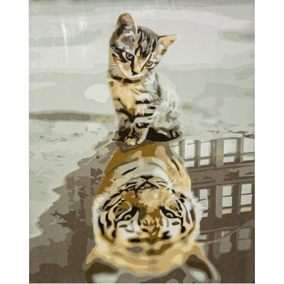 Картина за номерами "Котик-тигр" з лаком розміром 40х50 см