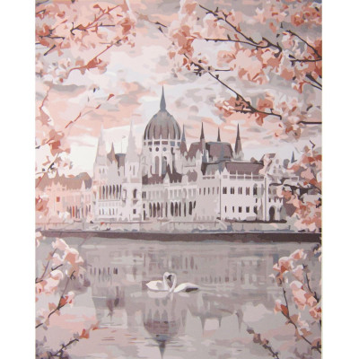 Картина за номерами "Будапешт у квітах" з лаком розміром 40х50 см