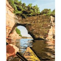 Картина по номерам "Озеро и лодка" с лаком размером 40х50 см