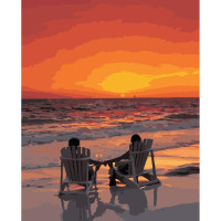 Картина по номерам Свидание на закате возле моря Strateg с лаком размером 40х50 см (VA-3568)