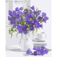 Картина за номерами Strateg ПРЕМІУМ Польові дзвіночки з лаком розміром 40х50 см VA-3698