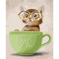 Картина за номерами Кошеня в чашці 30х40 см VAm-2213