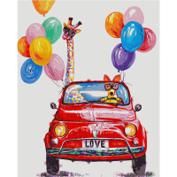 Картина за номерами Тварини у машині 30х40 см VAm-2324