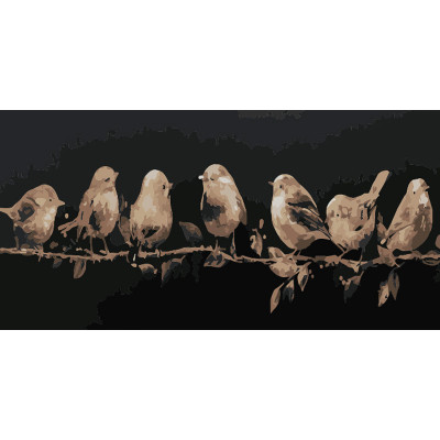 Картина по номерам Strateg ПРЕМИУМ Птички на ветке Strateg размером 50х25 см (WW047)
