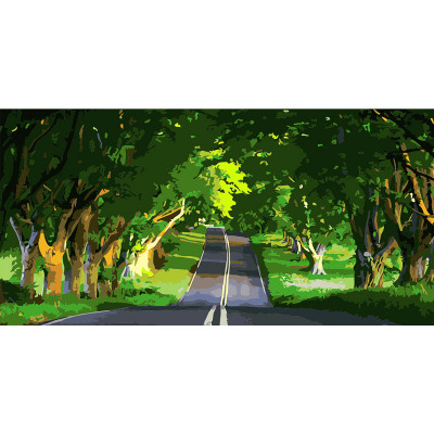 Картина по номерам Strateg ПРЕМИУМ Дорога в тени деревьев Strateg размером 50х25 см (WW057)
