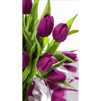 Картина по номерам Strateg Фиолетовые тюльпаны размером 50х25 см (WW213)