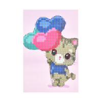 Алмазная мозаика Strateg ПРЕМИУМ Кот с шариками без подрамника размером 10х15 см (YAB28596)