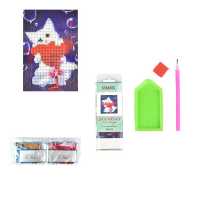 Алмазна мозаїка Strateg ПРЕМІУМ Котик з сердечком без підрамника розміром 10х15 см (YAB28621) Алмазна мозаїка Strateg ПРЕМІУМ Котик з сердечком без підрамника розміром 10х15 см (YAB28621)
