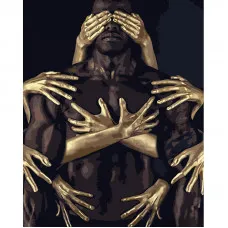 Картина за номерами Strateg ПРЕМІУМ Руки на тілі з лаком та з рівнем розміром 40х50 см (GS1441)