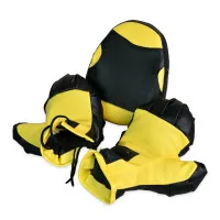 Боксерський набір жовто-чорні рукавички та лапа Strateg (2084)