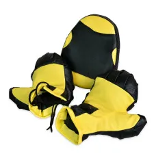 Боксерский набор желто-черные перчатки и лапа Strateg (2084)